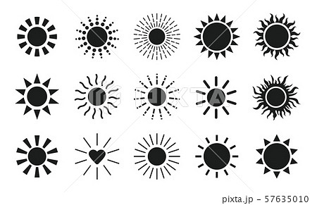 太陽のアイコンセットのイラスト素材