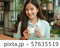 Asian woman in cafe 57635519