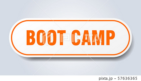 boot camp sign. boot camp rounded orange sticker. 57636365