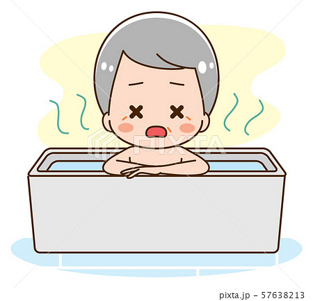のぼせる 入浴 お風呂 おじいさん イラストのイラスト素材