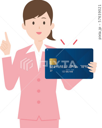 クレジットカードと笑顔の女性イラスト 57639021
