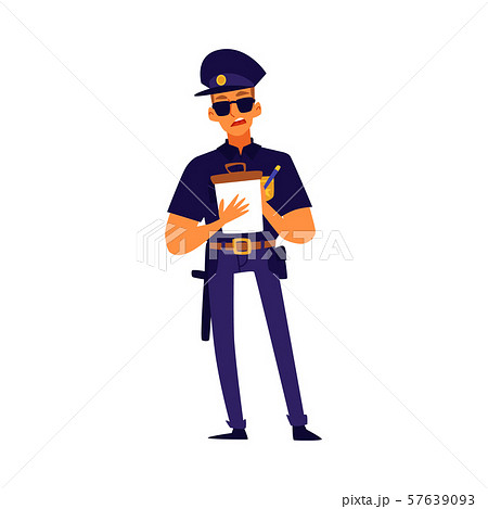 Cartoon police officer writing a ticket -... - Stock Illustration  [57639093] - PIXTA