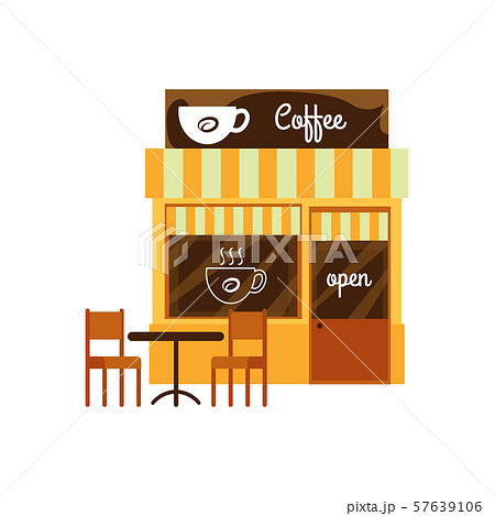 Facade of a coffee shop, cute cafe and restaurant. Facade of a coffee shop, cute cafe and restaurant. 57639106