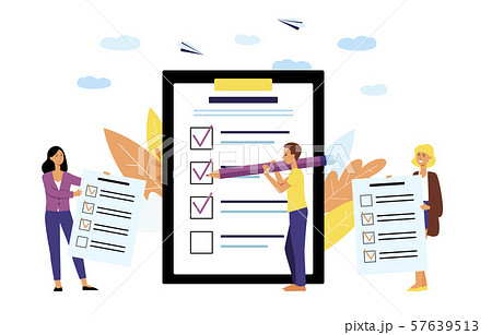 People with ballot papers the online polling flat vector illustration isolated. 57639513