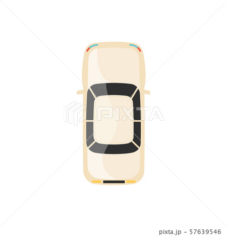 Cartoon car top view isolated on white background, light beige color automobile seen from above Cartoon car top view isolated on white background, light beige color automobile seen from above 57639546