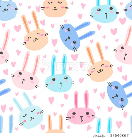 Cute bunny seamless pattern background. Vector illustration. 57640367