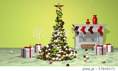 Beautiful animated christmas tree. 3D rendering, 57640371