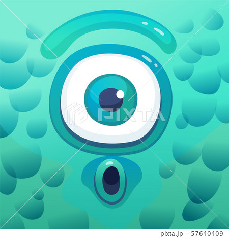 Suprised cartoon cyclops monster in square frame 57640409