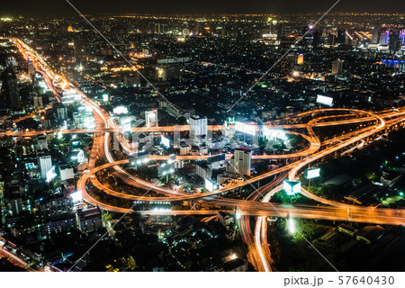 High view night scene of Bangkok, Thailand 57640430