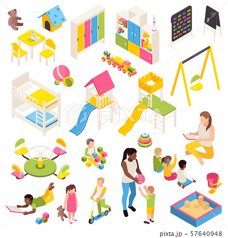 Kindergarten Isometric Elements Collection Kindergarten Isometric Elements Collection 57640948