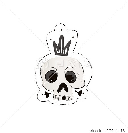 Sticker Of A Skeleton Skull In A Crown のイラスト素材