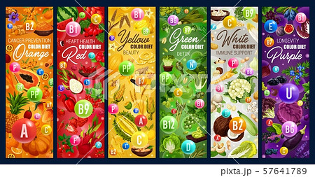Rainbow color diet, fruits, nuts and vegetables 57641789