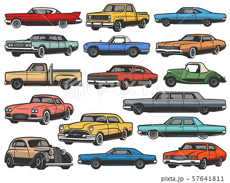 Retro Cars Vintage Rarity Motor Vehiclesのイラスト素材