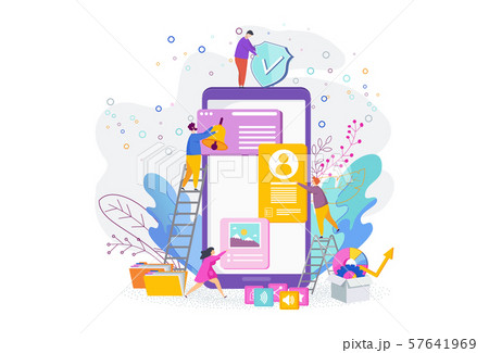 Tiny people are designing a mobile website. Tiny people are designing a mobile website. 57641969