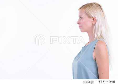 Profile view of young beautiful blonde woman 57644946