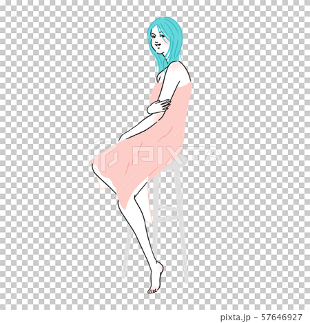 Smiling young woman sitting on a chair 57646927