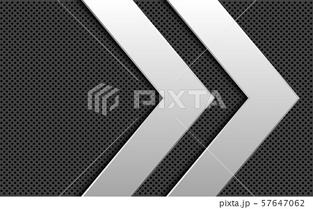 Abstract silver double arrow direction overlap on grey circle mesh design modern luxury futuristic background vector illustration. Abstract silver double arrow direction overlap on grey circle mesh design modern luxury futuristic background vector illustration. 57647062