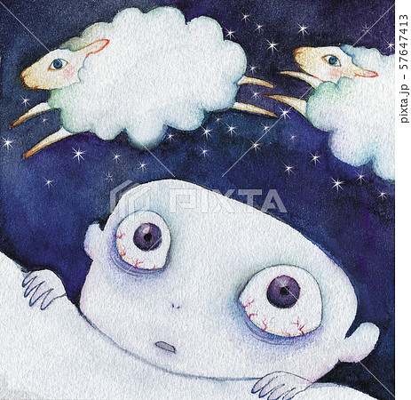 子供のイラスト ねむれないのイラスト素材