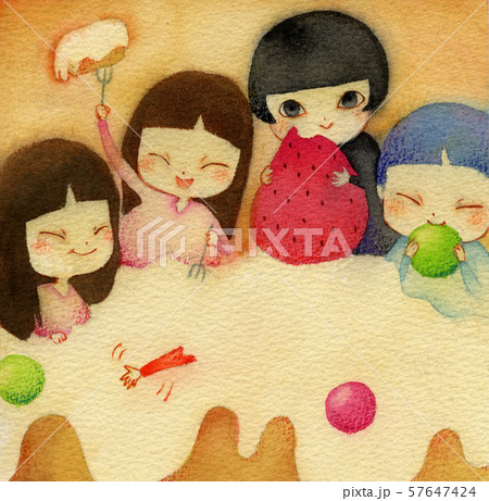 子供のイラスト ケーキを食べるのイラスト素材 子供のイラスト ケーキを食べるのイラスト素材