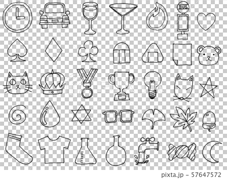 Icon mini illustration collection [hand drawn] [analog illustration set] [with line drawing] 57647572