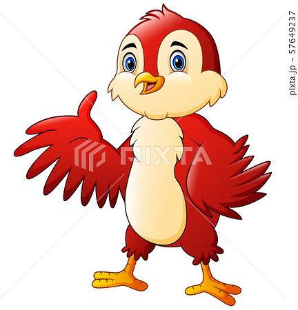 Cartoon A Red Bird Wavingのイラスト素材