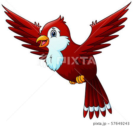 Cartoon A Red Bird Wavingのイラスト素材