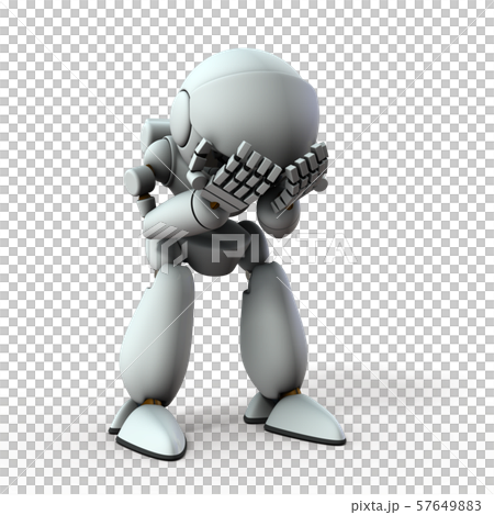 AI robot suffering from holding its head AI robot suffering from holding its head 57649883