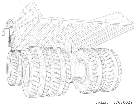Dump truck isolated. Vector rendering of 3d. Wire-frame style. The layers of visible and invisible 57650028