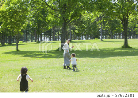 公園で遊ぶ家族 公園で遊ぶ家族 57652381
