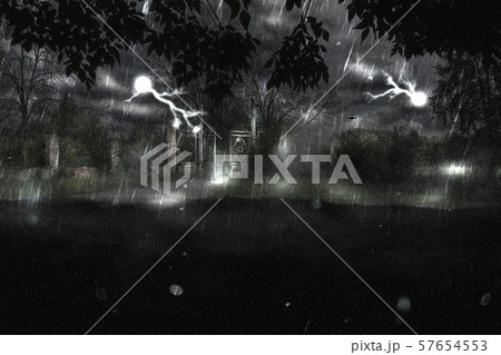 Gate at Rainy Night 57654553