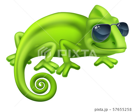 Chameleon Cool Shades Cartoon Lizard Characterのイラスト素材