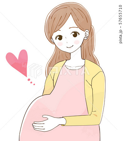かわいい妊婦さんマタニティのイラストのイラスト素材 57655710 Pixta