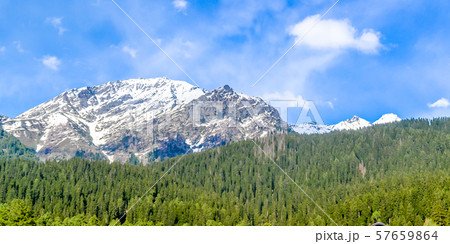 Gulmarg village surrounded by snow frozen Himalayas glacier  57659864