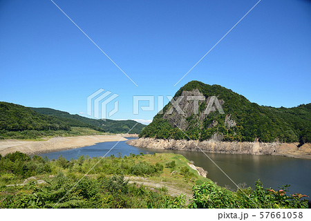 水位低下の胆沢ダム奥州湖 水位低下の胆沢ダム奥州湖 57661058