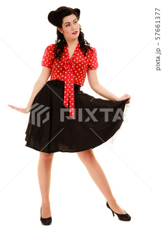Retro. Full length of woman girl in pinup style 57661377