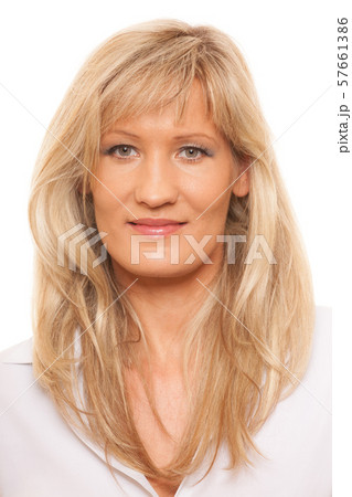 Portrait mature business woman isolated 57661386