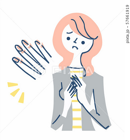 指のささくれ　女性	 57661919