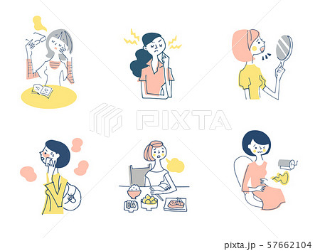 病気の症状１　女性　セット	 57662104