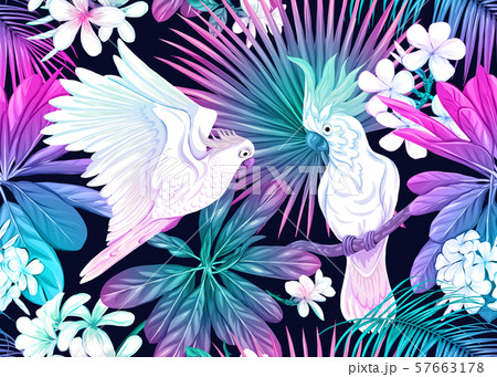 Seamless pattern, background with tropical plants Seamless pattern, background with tropical plants 57663178