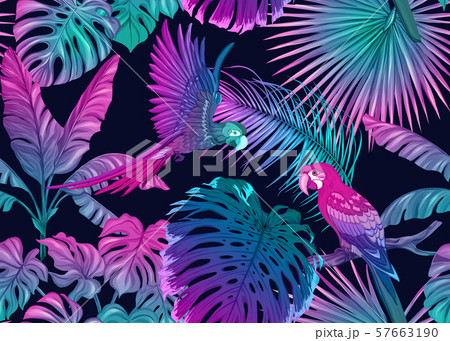 Seamless pattern, background with tropical plants Seamless pattern, background with tropical plants 57663190