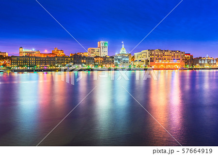 Savannah, Georgia, USA skyline on the Savannah 57664919