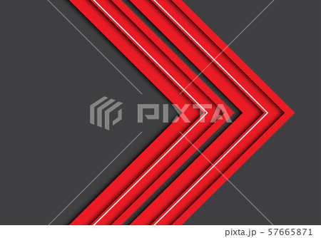 Abstract red white line arrow 3D on gray blank design modern futuristic background vector illustration. 57665871