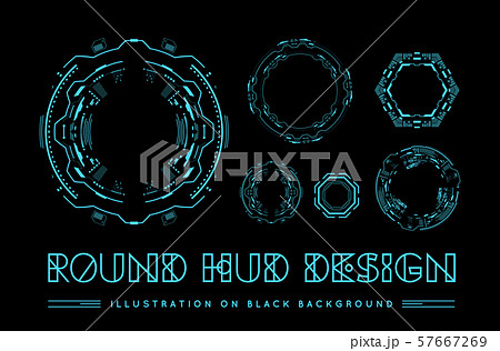 Round HUD futuristic user interface. Sci-Fi future technology display design. Business abstract Round HUD futuristic user interface. Sci-Fi future technology display design. Business abstract 57667269