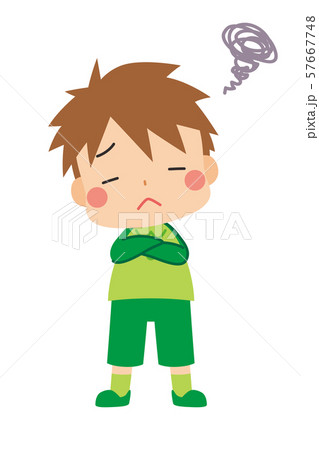 悩む爽やかな男の子のイラスト素材