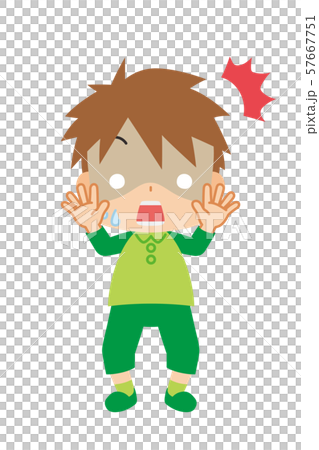 A refreshing boy who is surprised 57667751