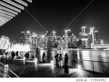 さらし 香港の夜景 モノクロ ウェルカムボード