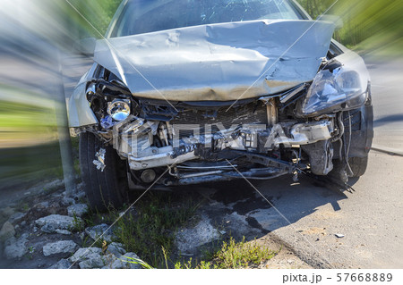car crash accident on the road. Motion effect 57668889