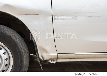 Car have scratched with deep damage to the paint,car accident on the road. 57669092