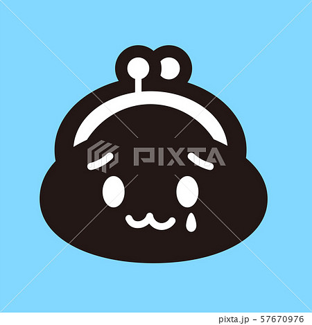 財布 家計 支出 増税イメージ シンプルでかわいい泣き顔のがま口のイラスト素材