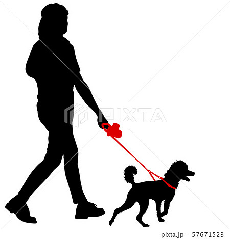 Silhouette Of Woman And Dog On A White Backgroundのイラスト素材